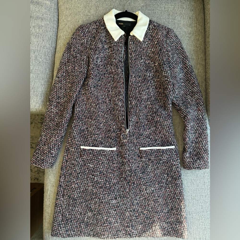 Maje tweed shirt dress in size 1 (us size 4)